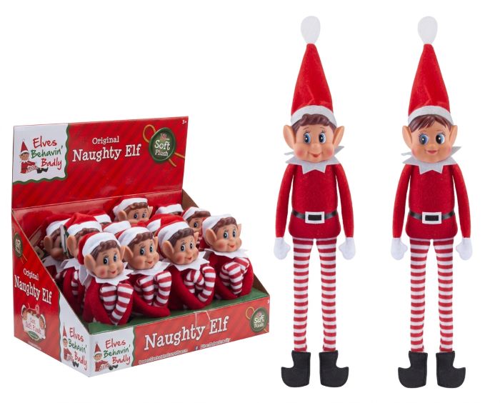 ELFO ROSSO DISPETTOSO (Bad Bahaviour Elf) Viso in Vinile Soft Body 30cm…x12…x48